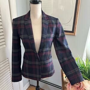 EXPRESS Womens Blazer Plaid Single Breatsed Pockets Career Holiday Academia | 4
